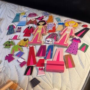 Melissa & Doug Wooden Magnetic Dress-Up Doll Set - Pink & Multicolor